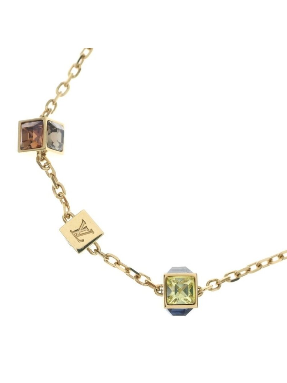 Louis Vuitton Collier Gamble Pendant Chain Gold Blue